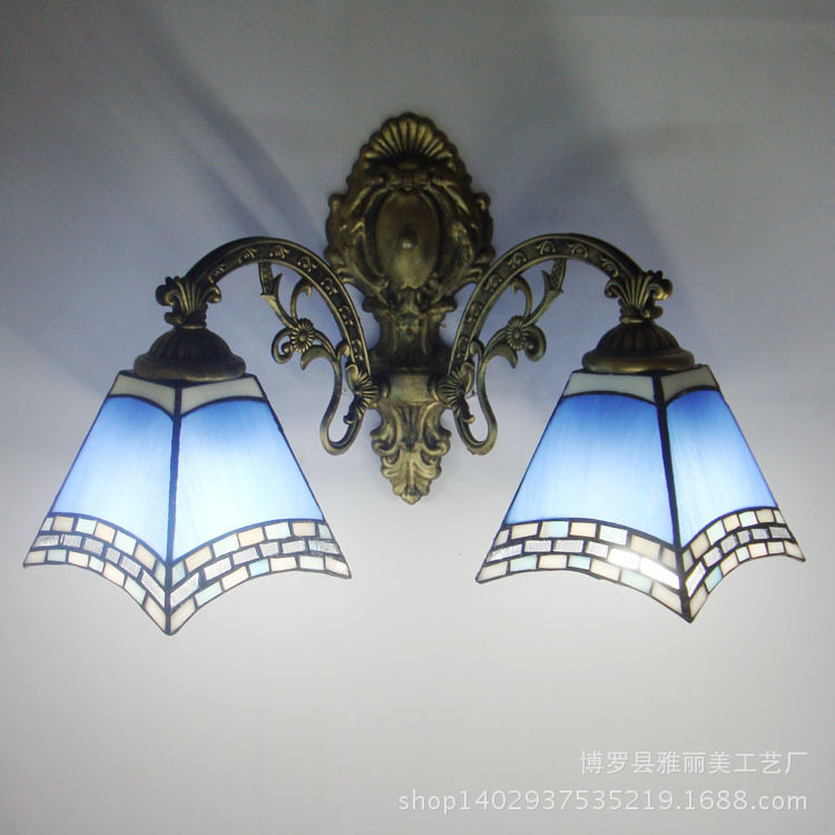 灯饰厂蒂凡尼L蓝色欧式卧室酒店客房镜前走廊壁灯批发欧式床头灯