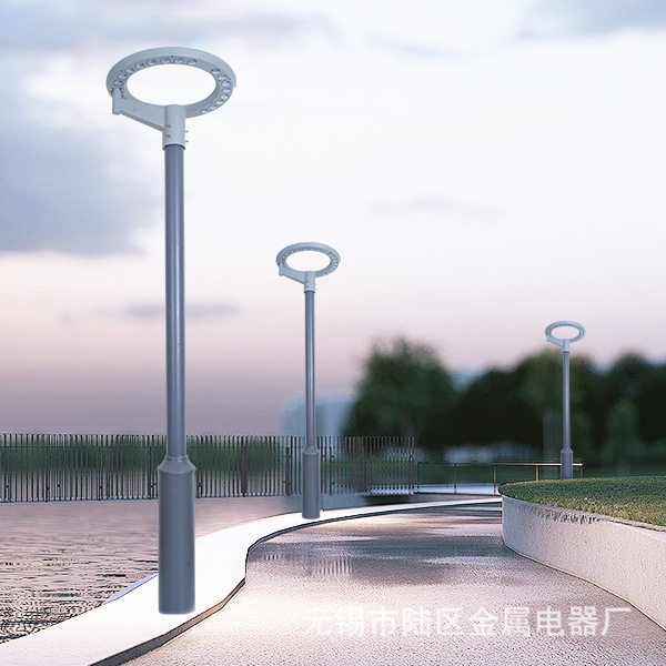 环形庭院现代别墅高杆灯室外景观灯LED防水花园灯草坪灯别墅灯