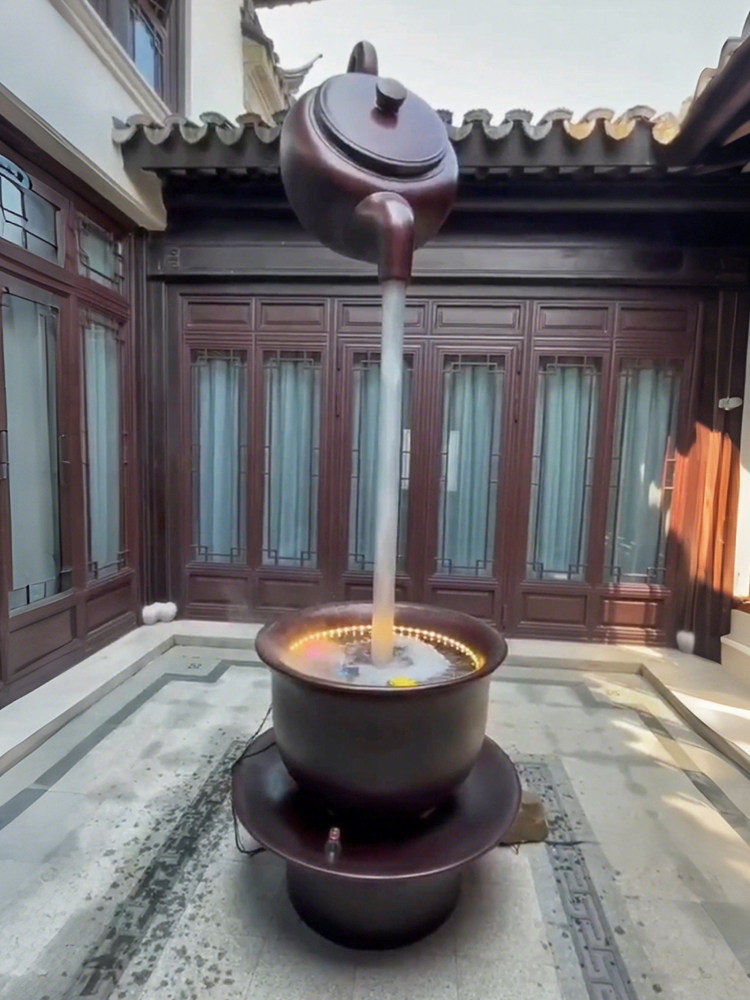 悬空天壶倒流水喷泉循环水酒茶室内悬浮装饰生财玄关景观落地摆件