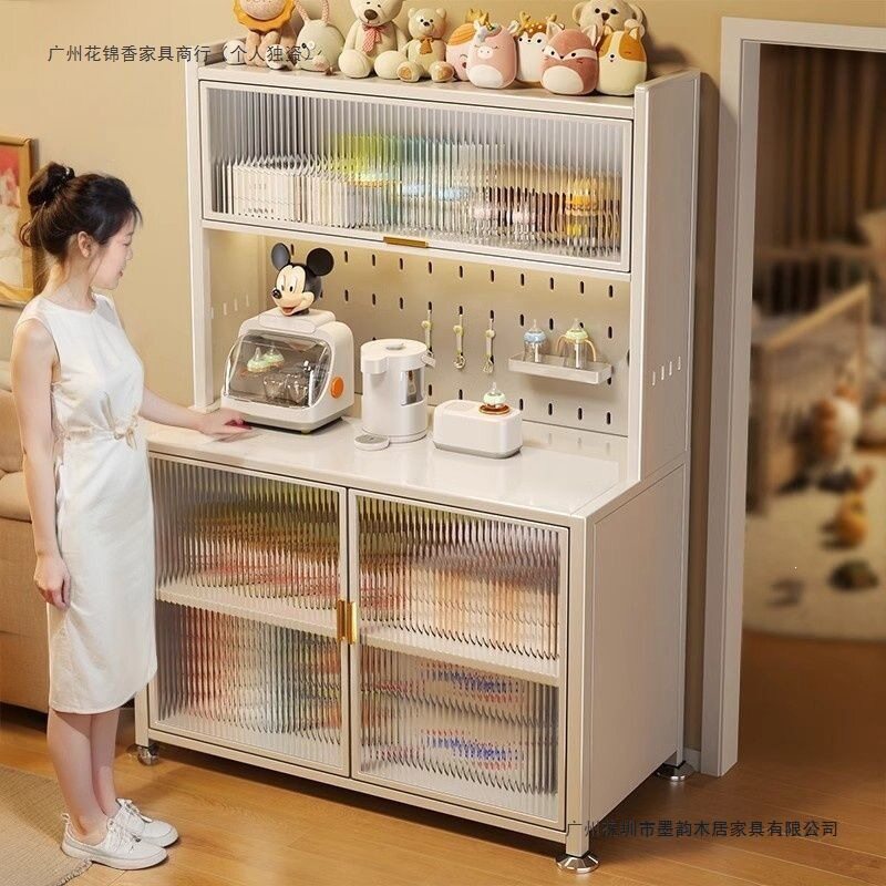 厨房餐边柜杂物收纳柜餐厅碗筷橱柜多功能喂养台多层落地置物架