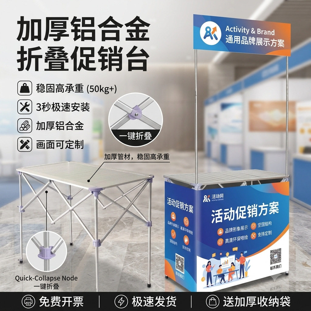 铝合金折叠促销台商场试吃试饮摆摊架子展会展厅地推展示台