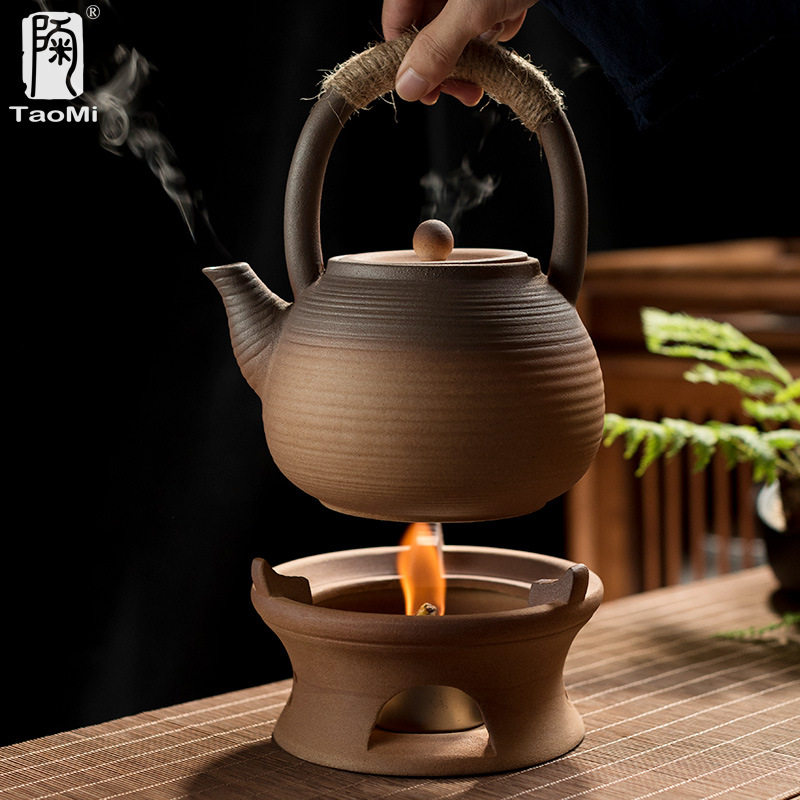 陶迷家用养生煮茶壶套装原矿粗陶大容量烧水壶陶瓷泡茶茶炉煮茶器