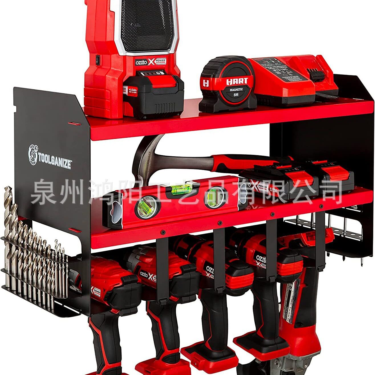 电钻架电动工具收纳器和墙壁储物架-重型金属钻架车库实用货架