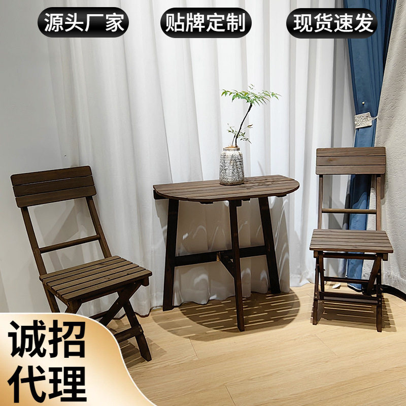 小户型实木折叠桌子便携客厅阳台出租房家用多功能吃饭桌椅子组合