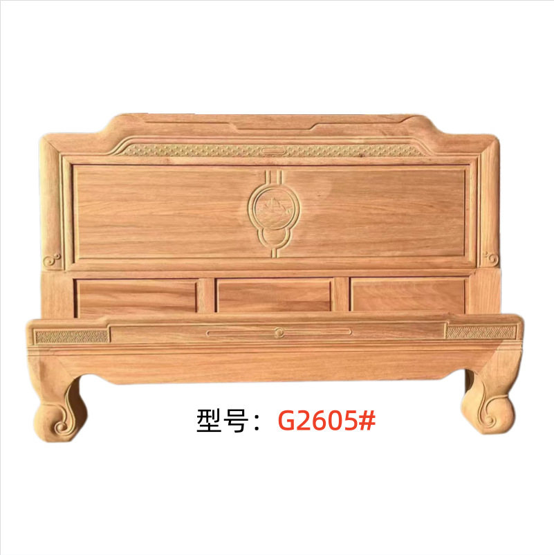 海棠木全实木床中式双人床白茬榫卯结构婚床古典雕花加厚老虎脚床