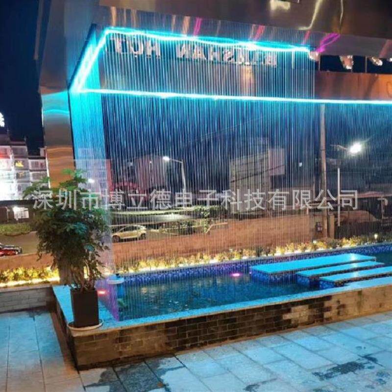园林景观水景流水喷泉拉线水帘水幕墙装饰办公酒店大堂工程流水墙