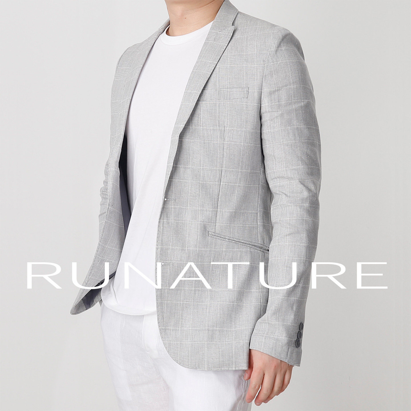 新款高档色织格子麻棉休闲西装男士宽松商务便西极简老钱风外套