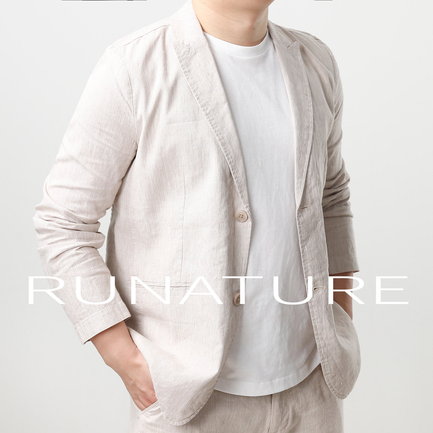 老钱风新款男麻棉休闲西服商务通勤外套春季透气西装轻奢单西便西