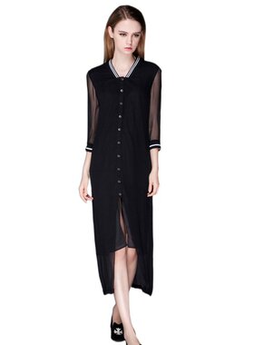 奈昕让您穿着好看个性化私人订制 20259 new dressV领单排扣网纱