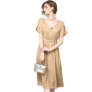 【限购一件体验价】奈昕让您穿着漂亮33873 卍高腰深V领休连衣裙