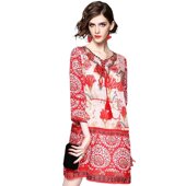 31768 奈昕让您穿着漂亮个性 化私人订制 日系印花优雅度假宽松休