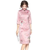 奈昕让您穿着漂亮个性 女秋 七分袖 化私人订制 36035卍绣花开衩中款