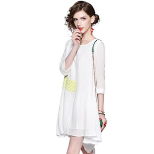 奈昕让您穿着漂亮个性化私人订制 28919 淑女宽松连衣裙七分袖简