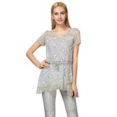 化私人定制 时尚 93410 奈昕个性 new suit女时装 短袖 网纱休闲上衣