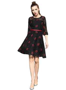 奈昕让您穿着漂亮个性化私人订制 32185  黑中红细致提花点缀修身