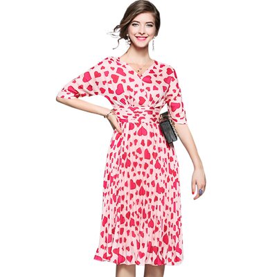 奈昕让您穿着漂亮个性化私人订制 35152 中袖V领高腰中款连衣裙百