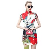 70772 旗 气质复古印花改良式 奈昕让您穿着好看个性 化私人订制时尚