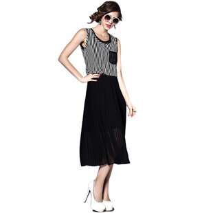 奈昕让您穿着好看个性化私人订制 2346欧美风品牌女装竖条纹印花