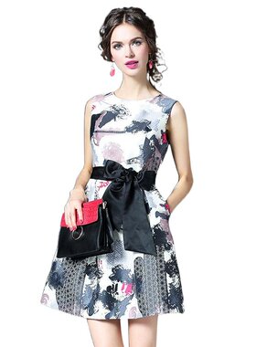 奈昕让您穿着漂亮个性化私人订制 27823卍卐 通勤简印花连衣裙桑