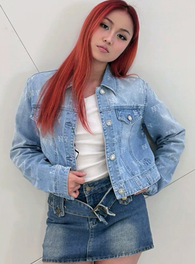 女子美式复古水洗牛仔外套夹克3FDKM0151-3FDKV0151-3FDKG0144