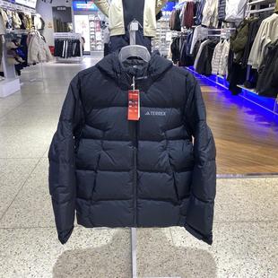 阿迪达斯2025新款男士鹅绒徒步户外登山运动连帽羽绒服男款JV8723