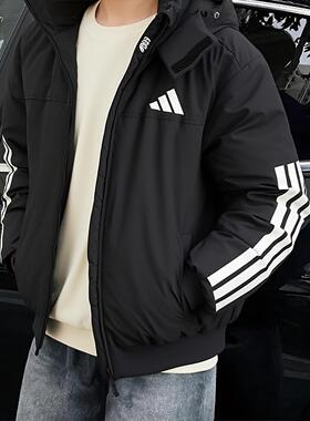 阿迪达斯男羽绒服冬季新款美式复古夹克鸭绒加厚连帽外套JG3845