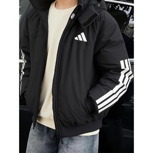 阿迪达斯男羽绒服冬季新款美式复古夹克鸭绒加厚连帽外套JG3845