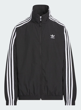 阿迪达斯童装舒适百搭时尚经典三条纹翻领夹克外套KG9429 KQ5491