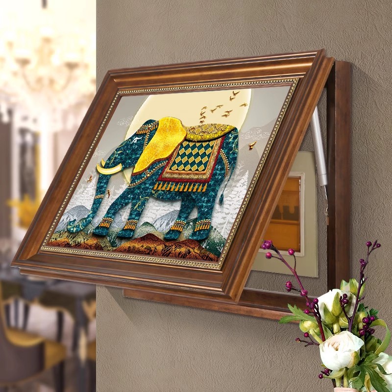 美式电表箱大象装饰画强电箱电闸开关盒挂画配电箱遮挡壁画免打孔