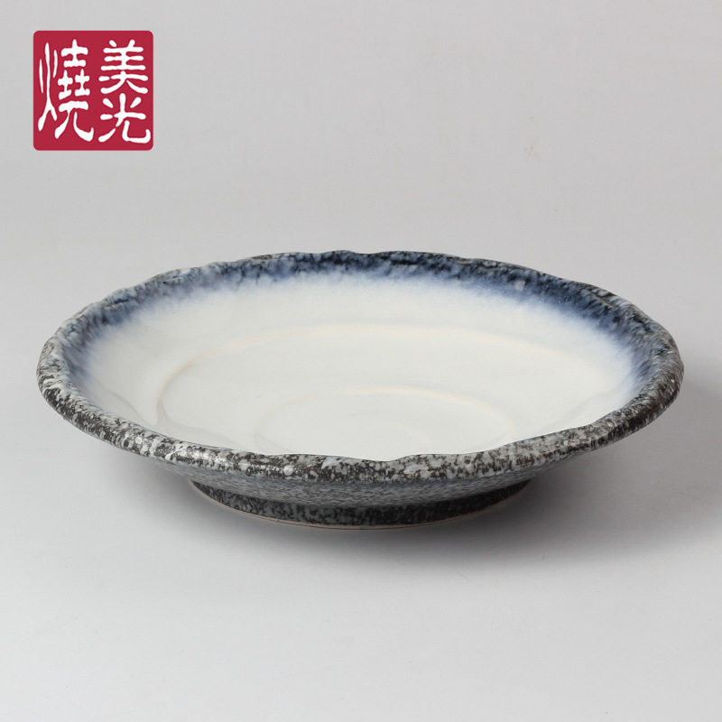 美光烧日韩料理陶瓷圆形深汤盘