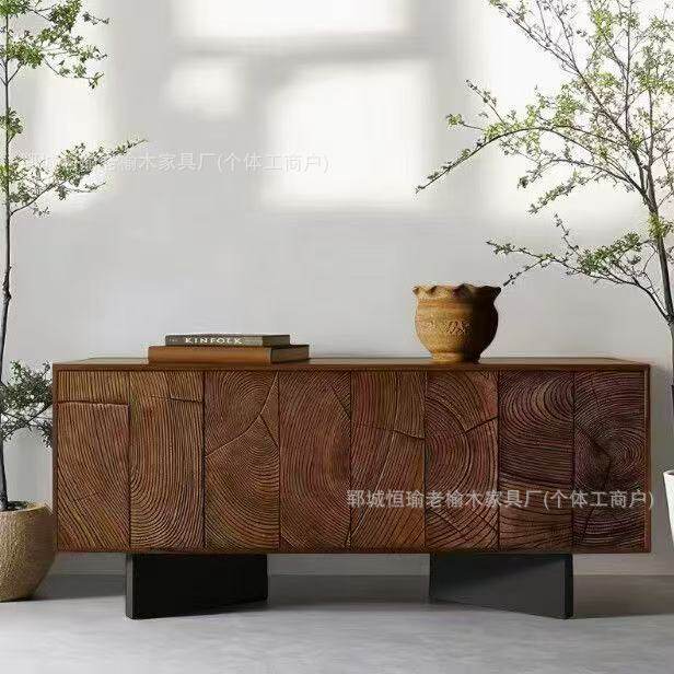 北欧风简约餐边柜入户实木玄关柜民宿客厅双开门储物柜客厅装饰柜