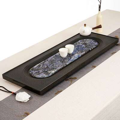 整块天然乌金石电木茶盘高档沥水式托盘长方形小型茶桌石板面茶台