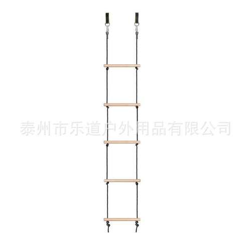 黑色/蓝色五档儿童木质攀登架 户外攀爬运动软绳梯子儿童木爬梯