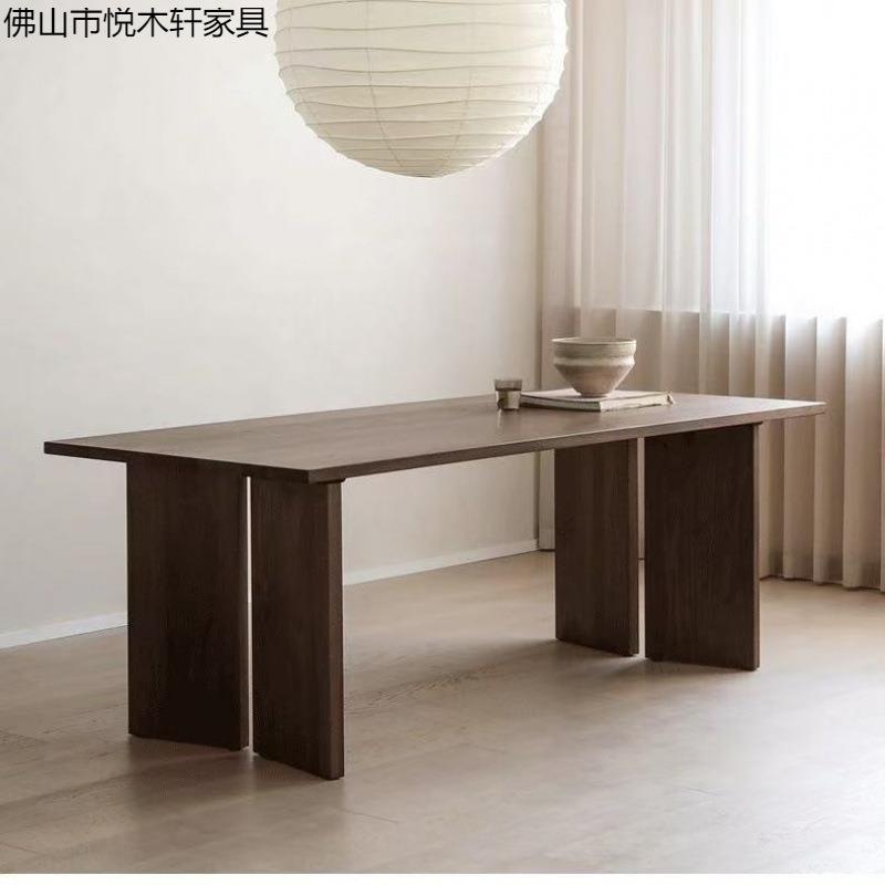 现代北欧实木餐桌原木设计工作台长桌实木洽谈桌子复古茶桌会议桌