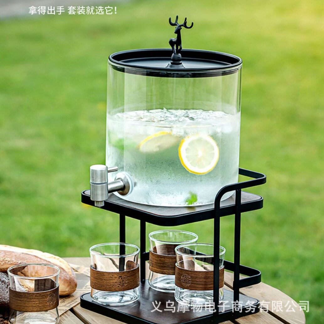 高颜值家用大容量加厚高硼硅玻璃茶壶冷水壶带龙头夏季泡茶水果茶