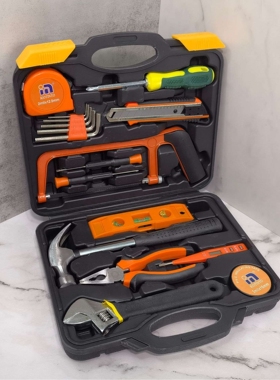 19件套不锈钢维修工具套装箱 家用电器维修手动工具组合套装