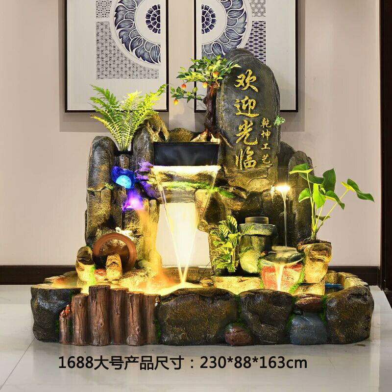 假山流水喷泉风水招财摆件创意鱼池酒店客厅阳台水景观家居装饰品