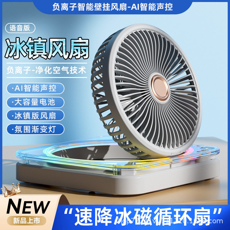 壁挂扇桌面扇厨房厕所卧室免打孔负离子净化空气循环风扇氛围灯