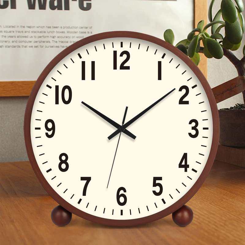 实木奶油风座钟客厅高级中古风桌面摆件时钟摆台式钟表摆放电视柜