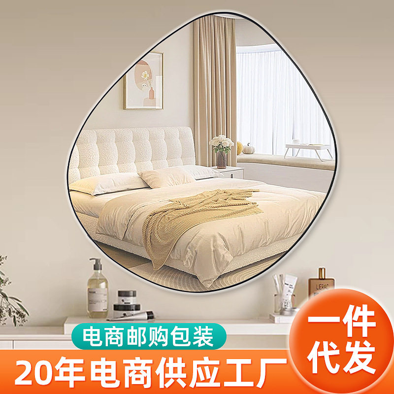 酒店装饰艺术镜面化妆镜北欧创意PVC框异型镜子防爆挂墙式浴室镜
