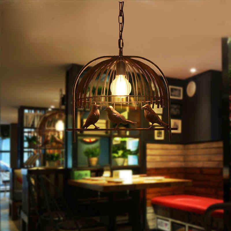 铁艺餐厅吊灯个性创意三头小鸟复古酒吧loft工业风灯饰美式吊灯具