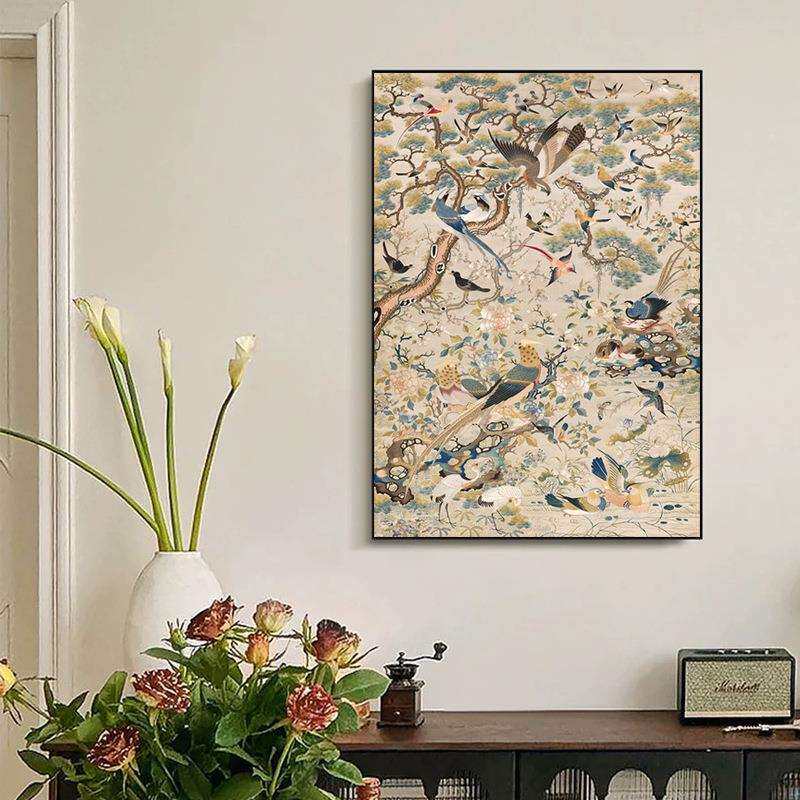 花鸟祥和图法式中国风客厅装饰画新中式餐厅书房挂画复古艺术国画