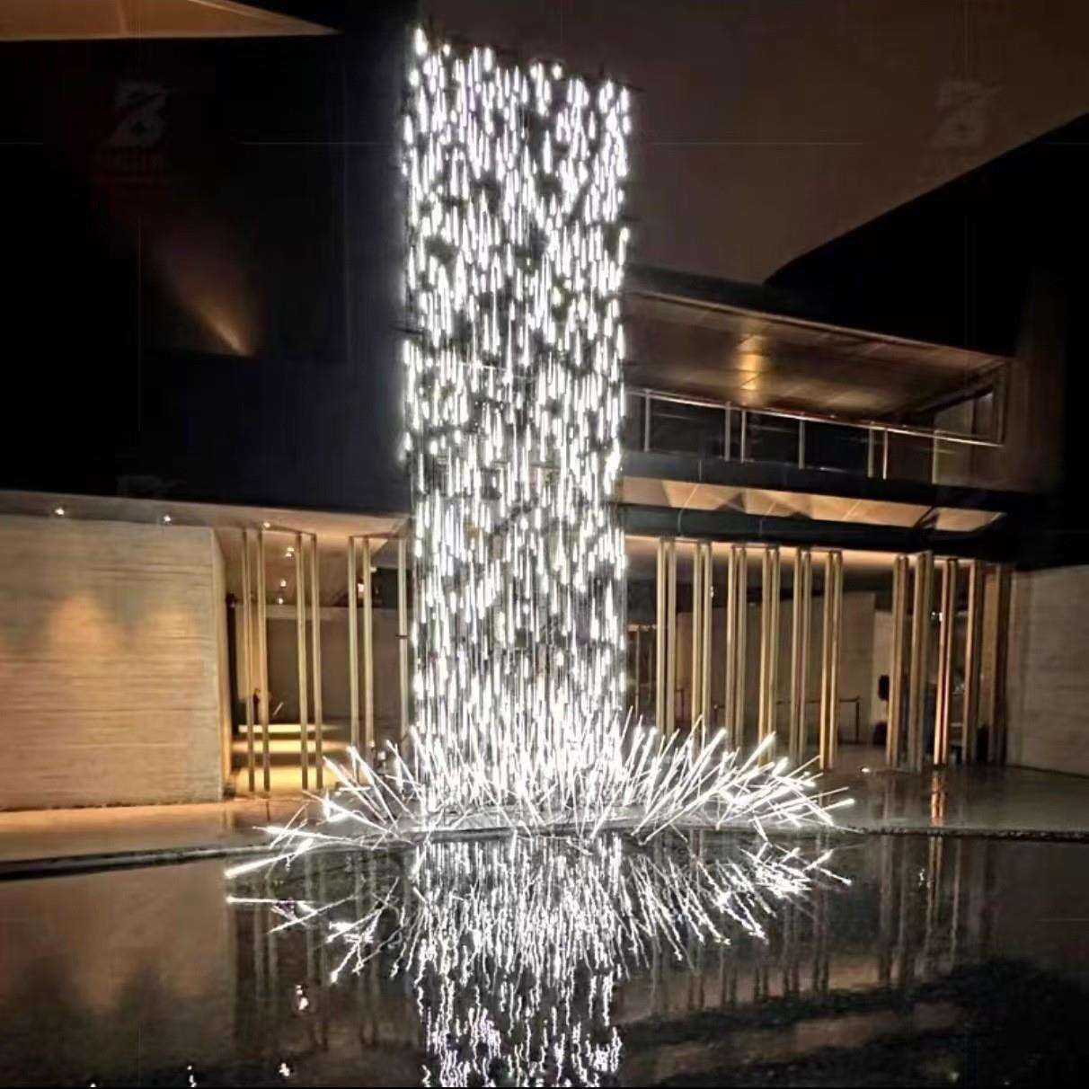 LED户外大型商业流水发光瀑布造型打卡引流装置景区动态景观灯具