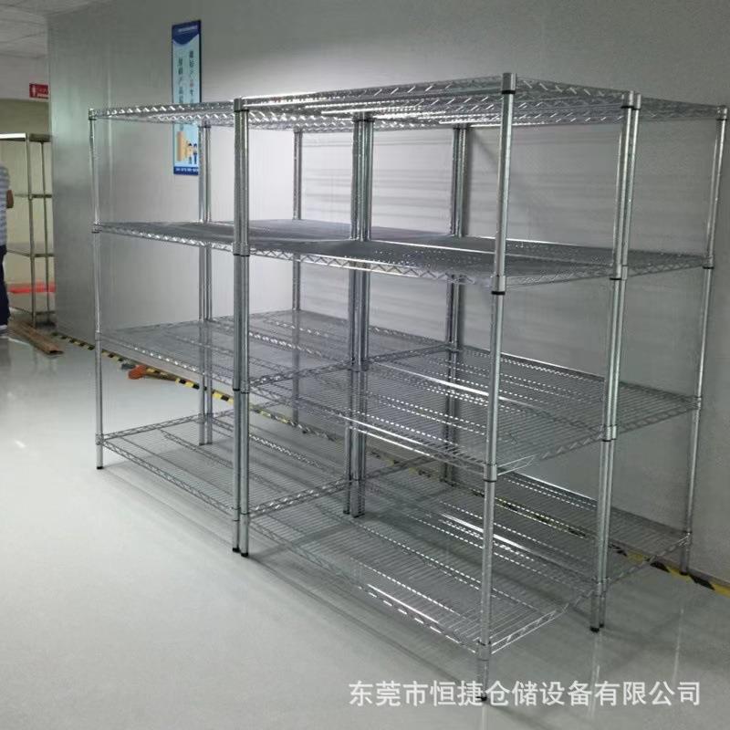 置物架仓库防静电层架不锈钢货架镀铬线网移动展示铁架金属物料架
