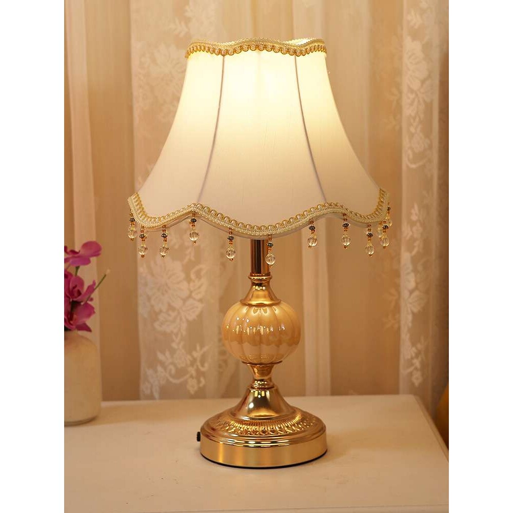 IYR7卧室台灯充电款 欧式复古触摸美式布艺2022新款长明灯结婚床