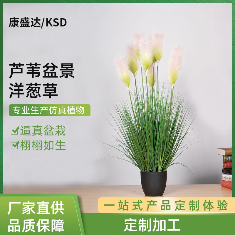 酒店园艺花槽装饰仿真植物仿真草假洋葱草芦苇草蒲草假草绿植厂家