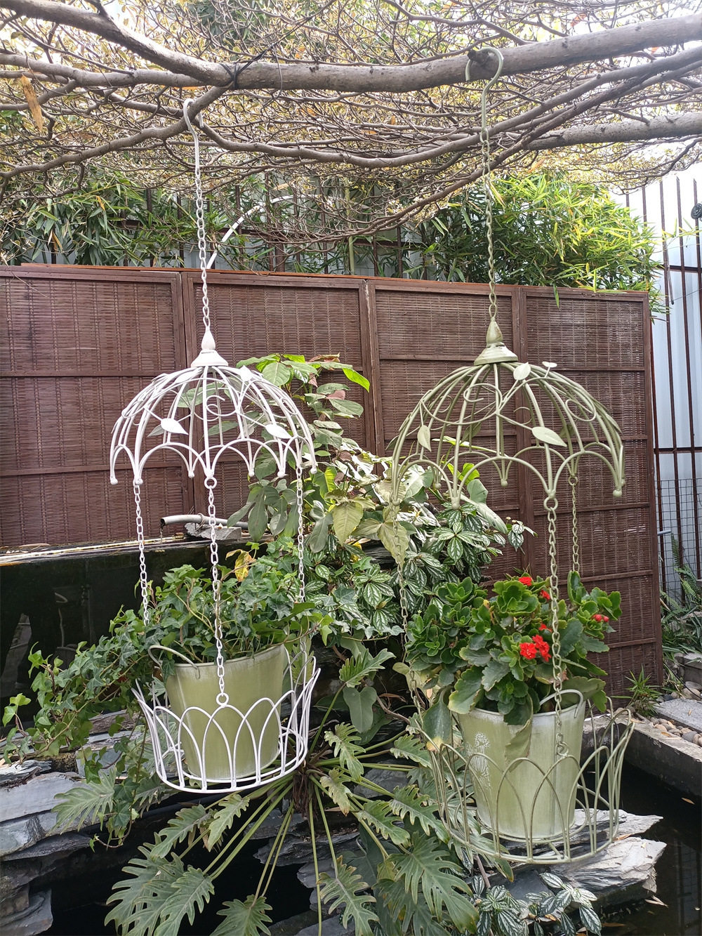欧式铁艺垂吊悬挂花架阳台吊篮花架绿植吊盆绿萝吊兰支架铁链吊篮