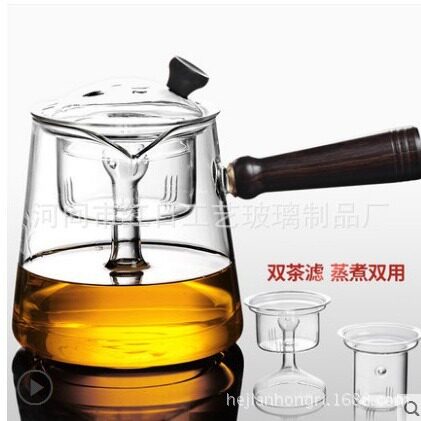 耐热玻璃蒸茶壶透明红茶黑茶蒸汽泡茶侧把壶家用电陶炉煮茶器套装