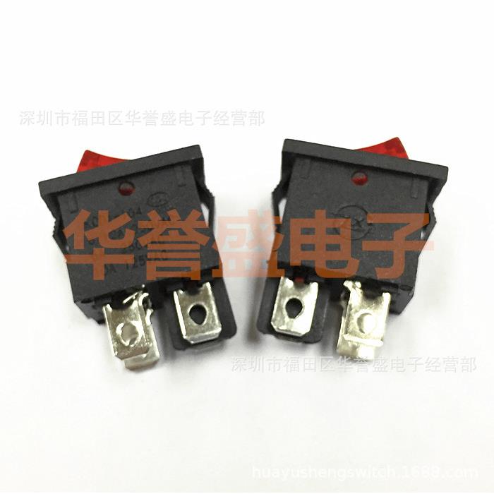 中讯船型 翘板 开关 KCD1-104N 红色带灯 4脚2档 100只装带认证