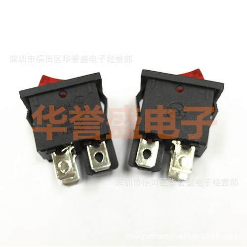 中讯船型 翘板 开关 KCD1-104N 红色带灯 4脚2档 100只装带认证